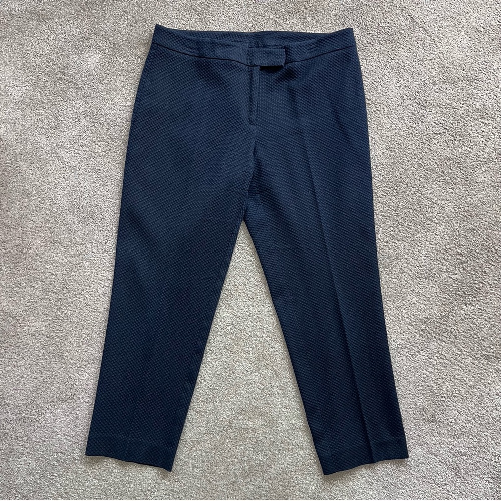 Anne Klein Dress 24" Ankle Pants Navy Blue Mid Rise Waffle Texture EUC Sz 8